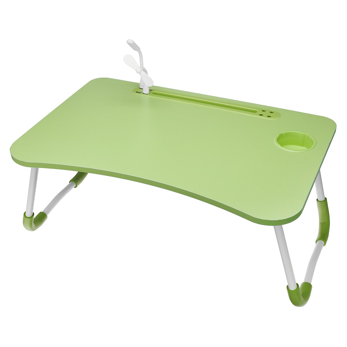 Folding Laptop Stand Holder Study Table Lamp Usb Fan Desk Wooden Foldable Computer Desk for Bed Sofa Tea Serving Table Stand