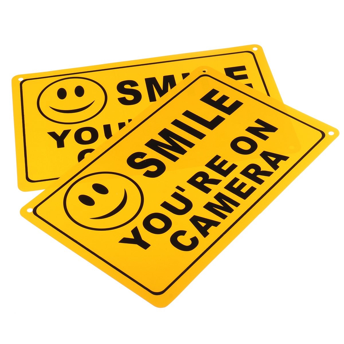 Safurance 2x Glimlach Je Bent Op Camera Business Waarschuwing Security Geel Teken 11 "X7" /28X18Cm veiligheid Cctv Surveillance