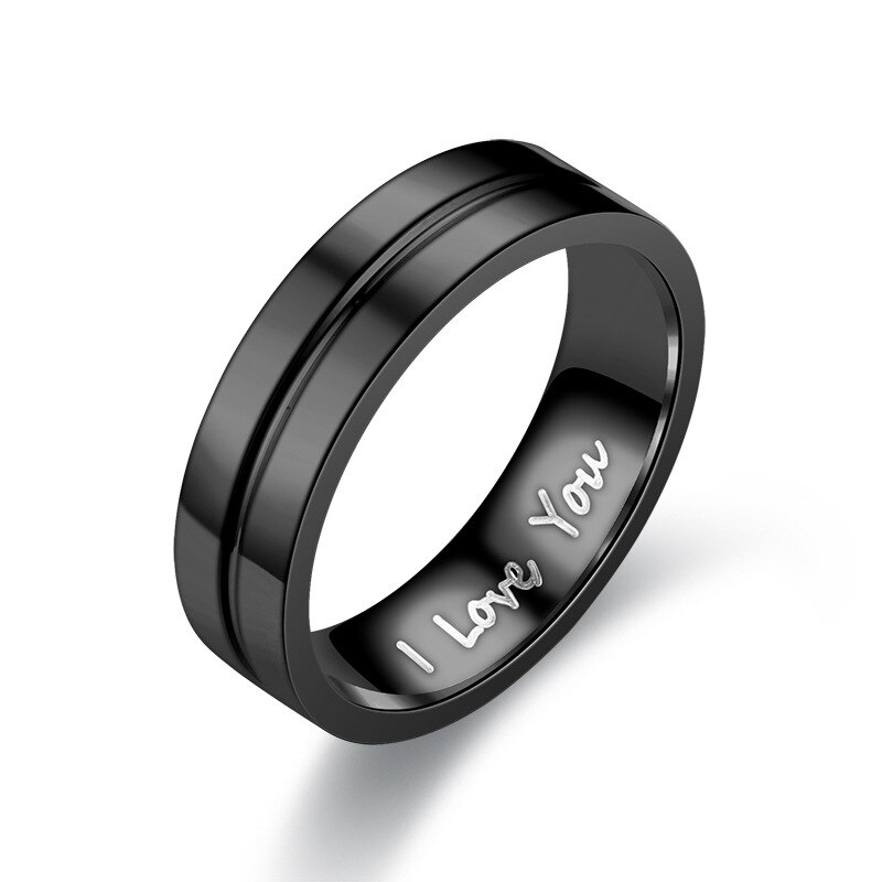 Anillos de compromiso de pareja de acero inoxidable a la para mujeres y hombres, anillo de cristal I LOVE YOU , de joyería de boda