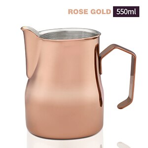 550ml 750ml Milk Frothing Jug Espresso Coffee Pitcher Barista Craft Coffee Latte Stainless Steel Espresso Milk Jug: Rose gold  550ml