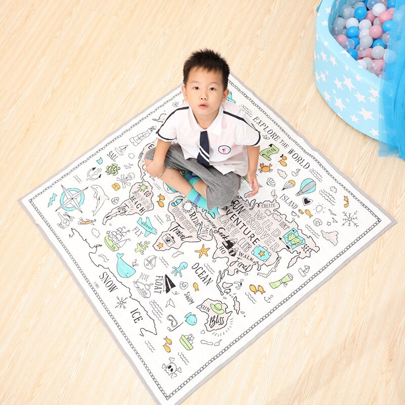 120*120CM Square World Map Kids Play Mat Carpet Baby Activities Child Crawling Mat Waterproof Baby Floor Mat Carpet Home Decor