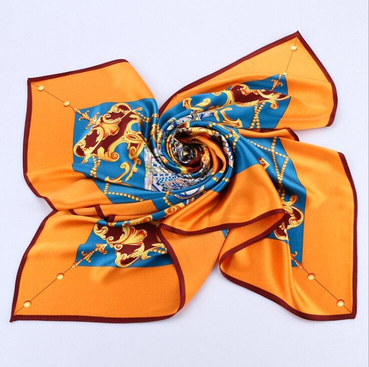 Hof Handgemaakte Zijde Zeefdruk Gedrukt Zijden Sjaals Zijde Zijde Crêpe Satijn Grote Vierkante Handdoek: YELLOW