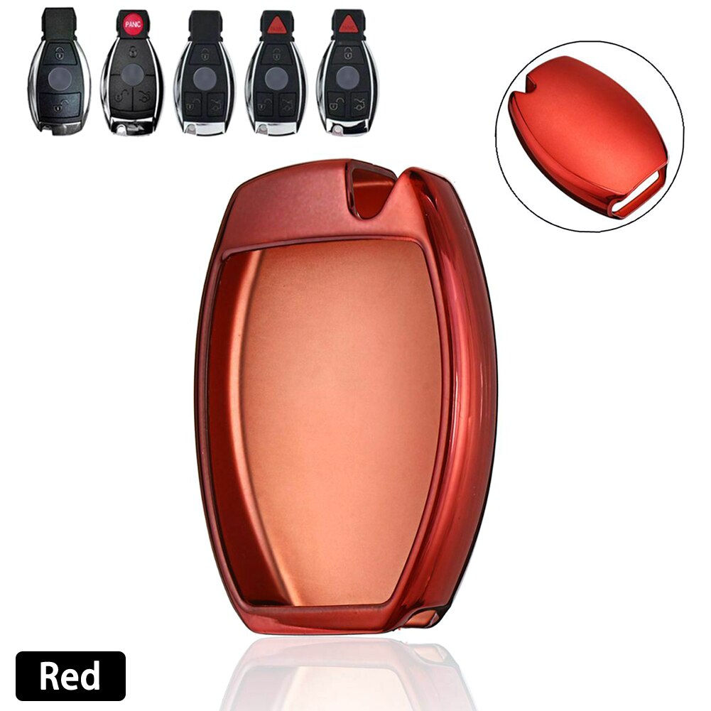 Chiave dell'automobile Della Copertura di TPU Della Copertura Chiave A Distanza Caso Fob Borsette Per Mercedes-Benz A B C E G S M GL AMG Classe Mercedes-Benz C200 C300: Rosso