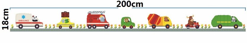 Cartoon Car Road Track Wall Stickers for Kids room Living room Bedroom Background Wall Decor Art Mural: 120