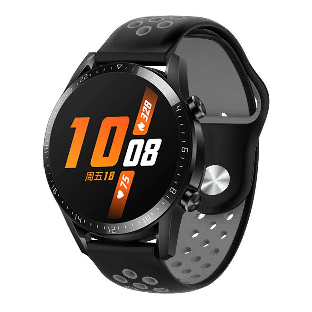 Silikon Edelstahl Ersatz Gurt Uhr Band Handgelenk Gurt für Huawei Uhr GT2 46mm Sport Ersatz Uhr Band: Silicone schwarz