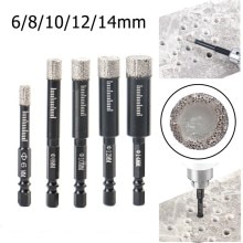 6/8/10/12/14mm diamant tørre bor hulsav fræser marmor keramiske fliser 81mm længde loddede tørre fliser elektriske bor dele bit