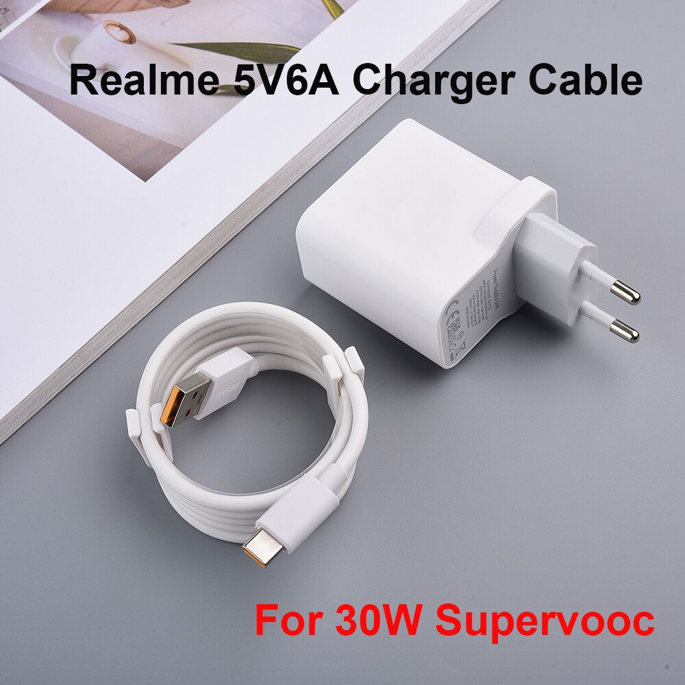 Realme 30W Super Charger Eu Adapter 6A Supervooc Type C Kabel Voor Vooc Opladen Realme X50 6 7 Pro q5 X50m V5 X2 X3 Xt 730G X 6S