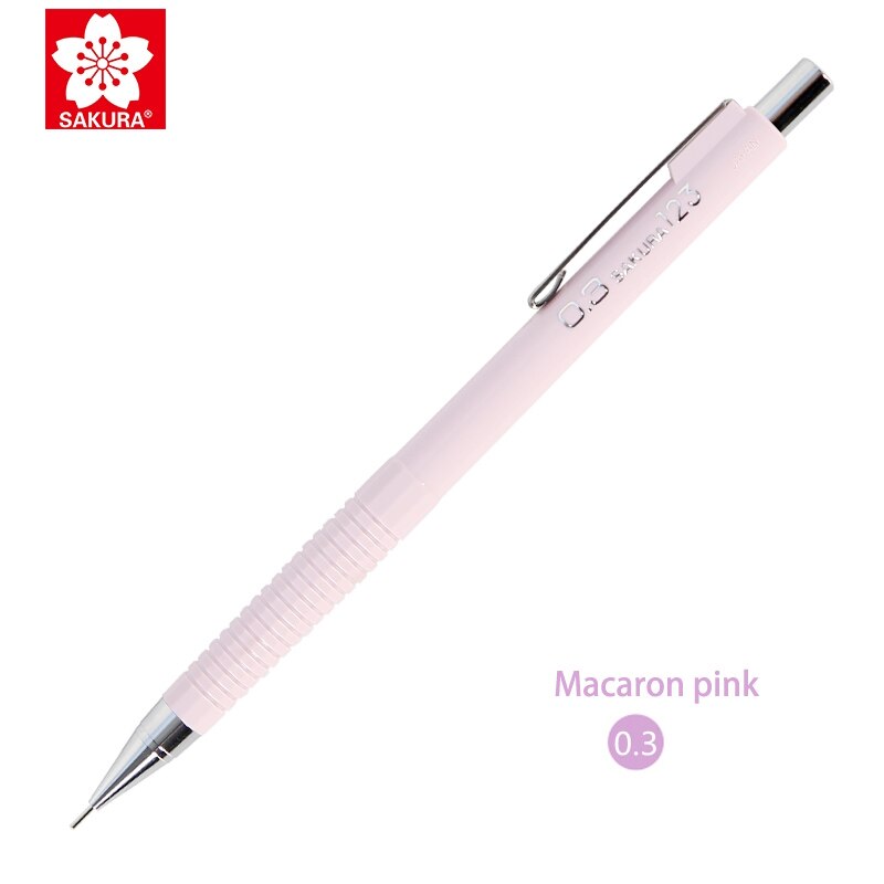 Macaron color Japanese SAKURA mechanical pencil XS-123/125 anti-breaking lead writing pencil 0.3/0.5mm: 0.3mm pink