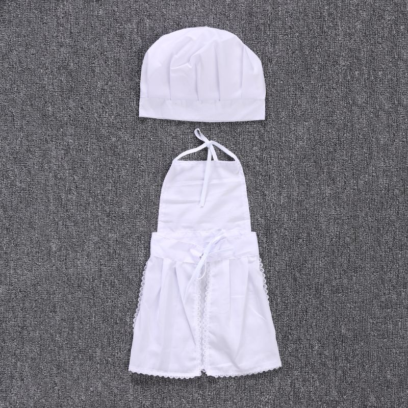 KLV-Disfraz de cocinero con forma blanca, utilería para fotografías, sombrero para niño, delantal, uniforme de camarera para restaurante