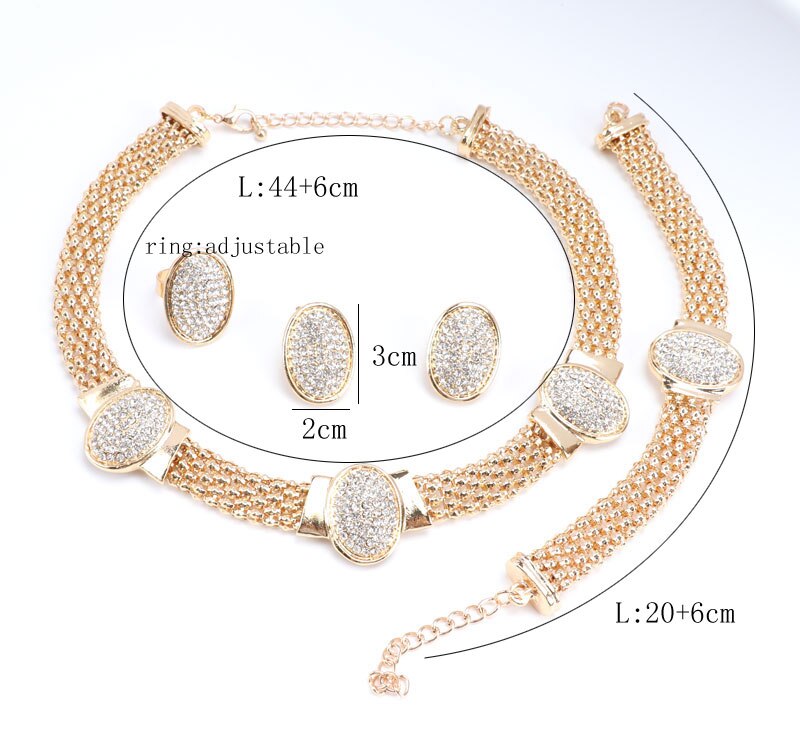 Ovale forme argent plaqué cristal ensemble de bijoux de mariage mariée africaine bijoux fantaisie ensembles pour les femmes