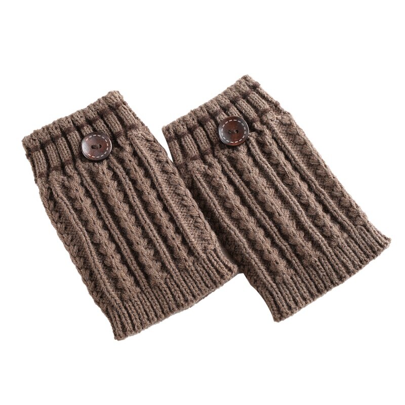 Vinter kvinder varme benvarmere kvinder kort knap dekorativ termisk strikket støvlemanchetter sokker betræk efterår vinter sko sokker: K