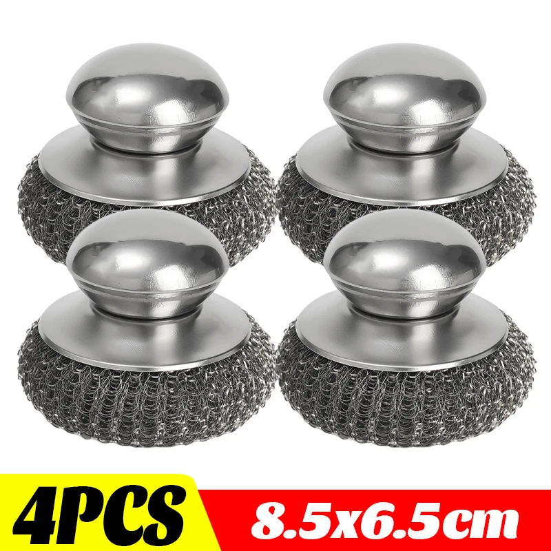 1/6 stuks keuken roestvrijstalen potborstel draadbal roestverwijdering schoonmaakgereedschap met handvat scrubber thuis afwasaccessoires: green