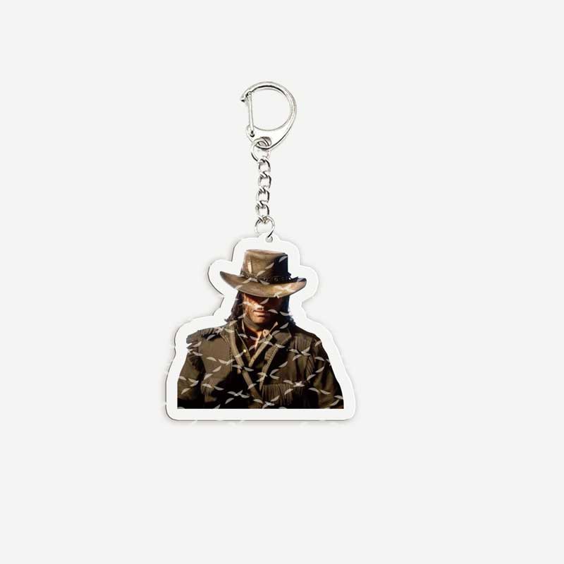 Red Dead Redemption 2 Keychain for Accessories Bag Acrylic RDR2 Arthur Morgan KeyRing Pendant Chains Accessories Fans: Blue