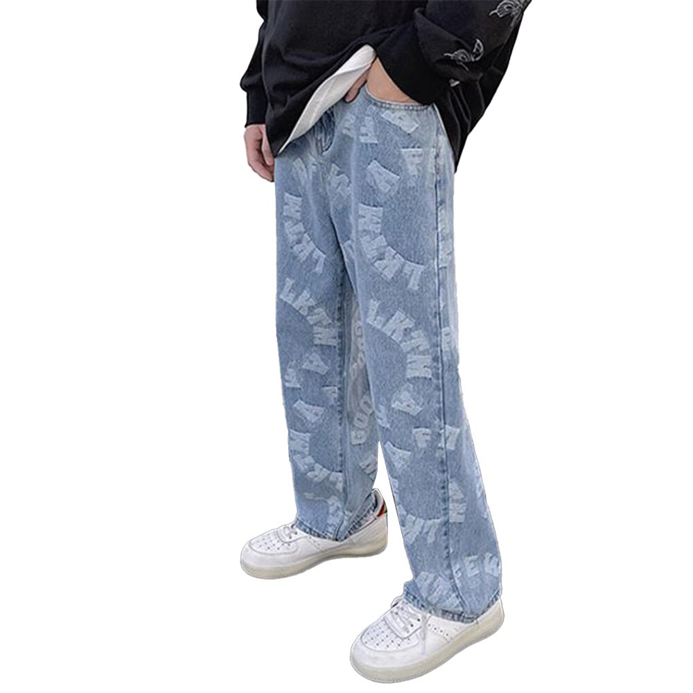 Jeans for Men Male Pants Loose Baggy Jeans Casual Denim Pants Stretch Straight Trousers Men Clothing