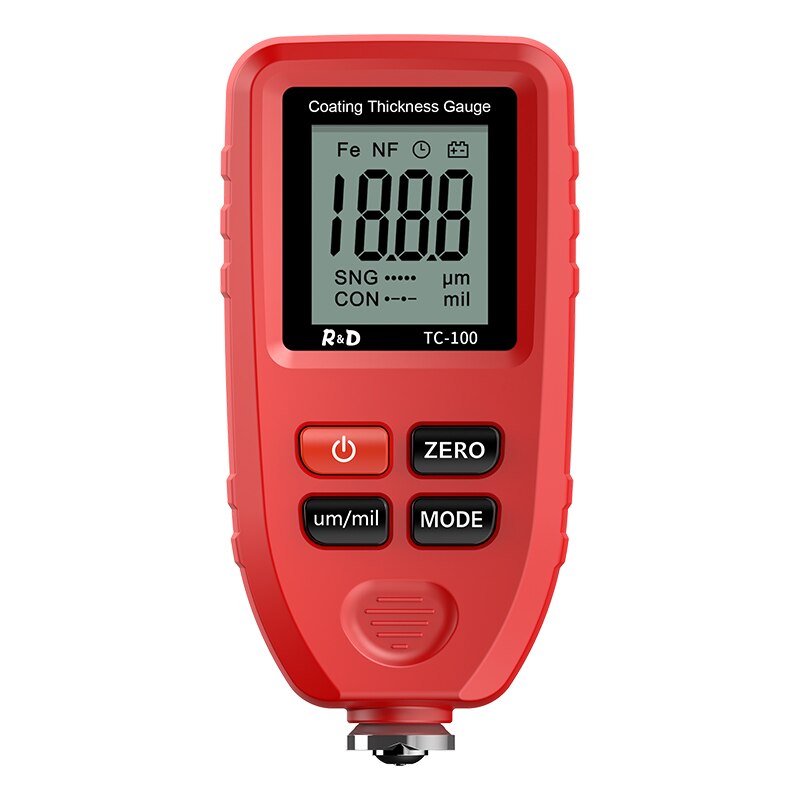 R &amp; D – jauge d'épaisseur de revêtement de peinture automobile blanche, testeur d'épaisseur de Film de peinture automobile, outil de peinture manuel russe FE/NFE, TC100: Red