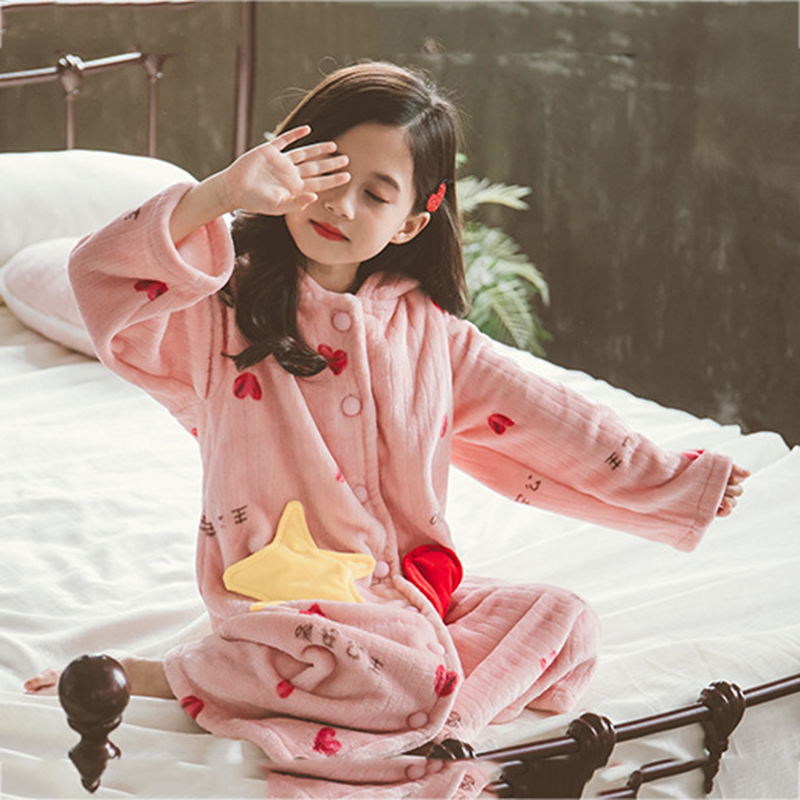 Bathrobe Shower Girls Teenage Long Sleeve Hooded Contrast Patch Pocket Shower Robes Strong Water Absorption Keep Dry Comfort