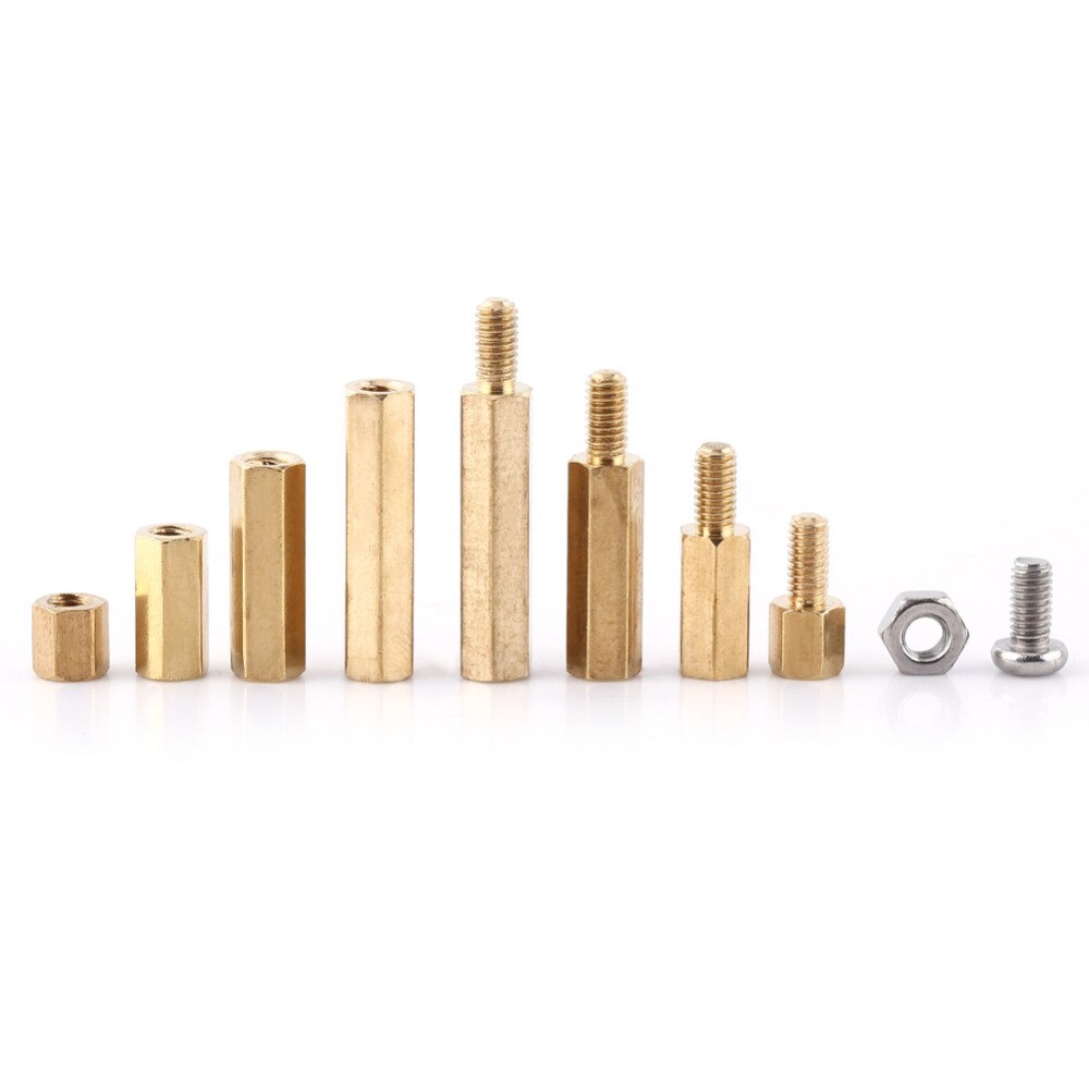 200pcs M3 PCB Hex Male Female Threaded Brass Standoffs Screw Nut Assortment Set Fastener HardwareWoodworking Tools with Box