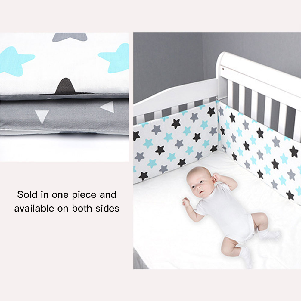 Baby Crib Bumper Breathable Nursery Pads for Standard Cribs Folding Padded Cot Liner for Toddler Security Guards Protector