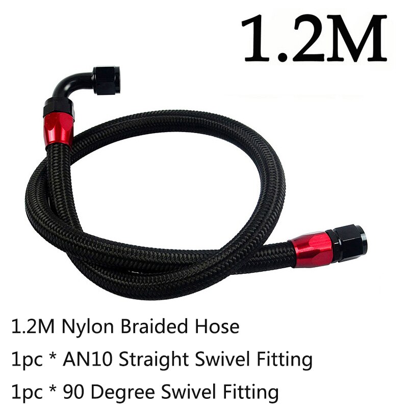 1M/1.2M/1.4M AN10 Rvs Gevlochten Of Gevlochten Stookolie Line + Straight Swivel fitting + 90 Graden Wartelfitting: 1.2m nylon braided