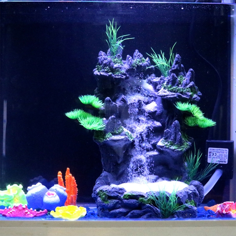 Decoración Acuario, piedra resina Artificial, roca, pez montaña para tanque, paisaje cascada con detalles