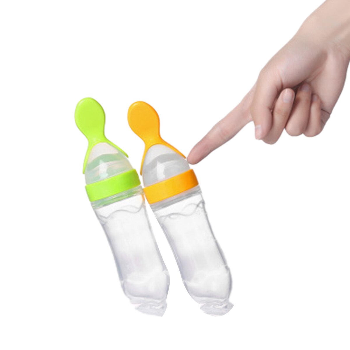 Babyvoedingslepel met stofkap schaalmarkering zuignap ronde bodem lekvrije fles aanvullende voedselfles