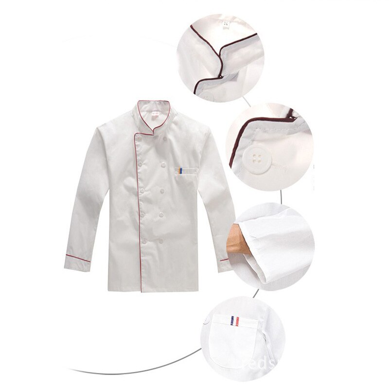 Chef's Uniform Work Wear Uniforms Chef's Whites Unisex Chef Coat Kitchen Short Long Sheeve Chef Jacket for Men and Women