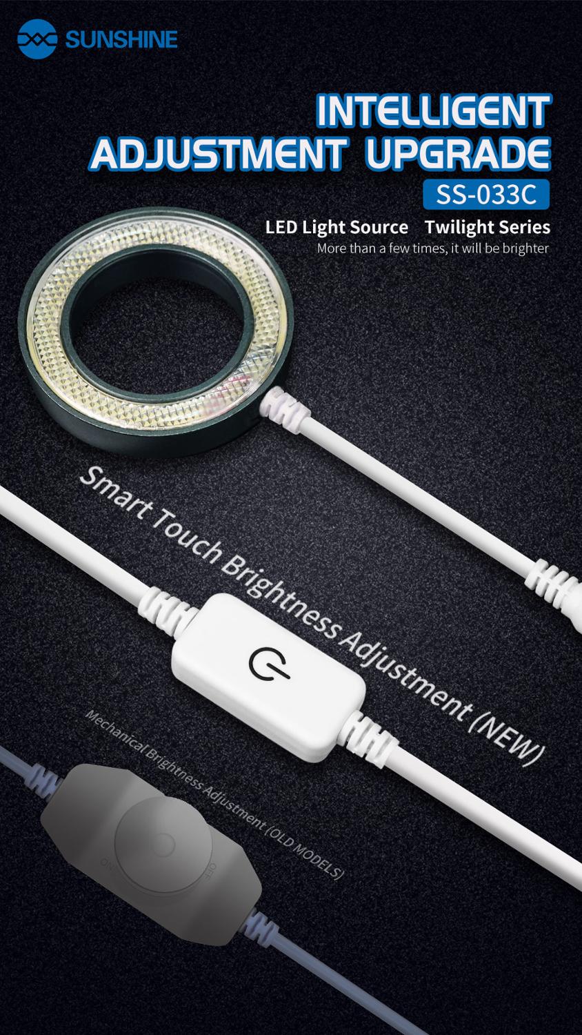 Sunshine SS-033C LED Dust mirror Microscope Light Source Integrated Ring Lamp 36 LED White Light Configuration dustproof lens