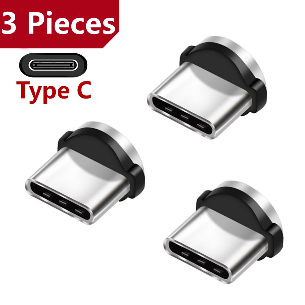 Aufu rund magnetisk kabel plugg type c micro usb c plugger hurtigladeadapter telefon type c magnet lader plugg ingen usb ledning: 3 stk type plugg