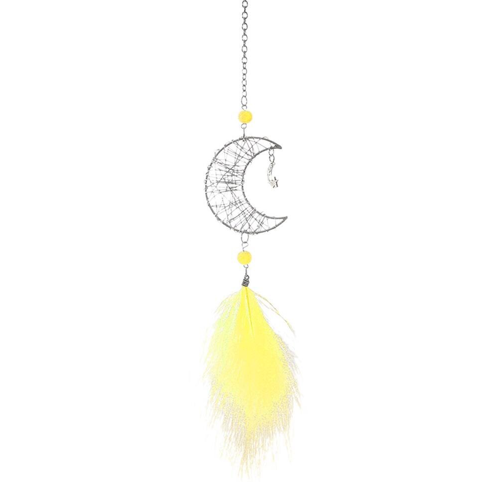 Hueco estrella creativa Luna cazador de sueños de plumas campanas de viento hecho a mano indio colgante para coche y pared hogar niños habitación decoración FDH: H