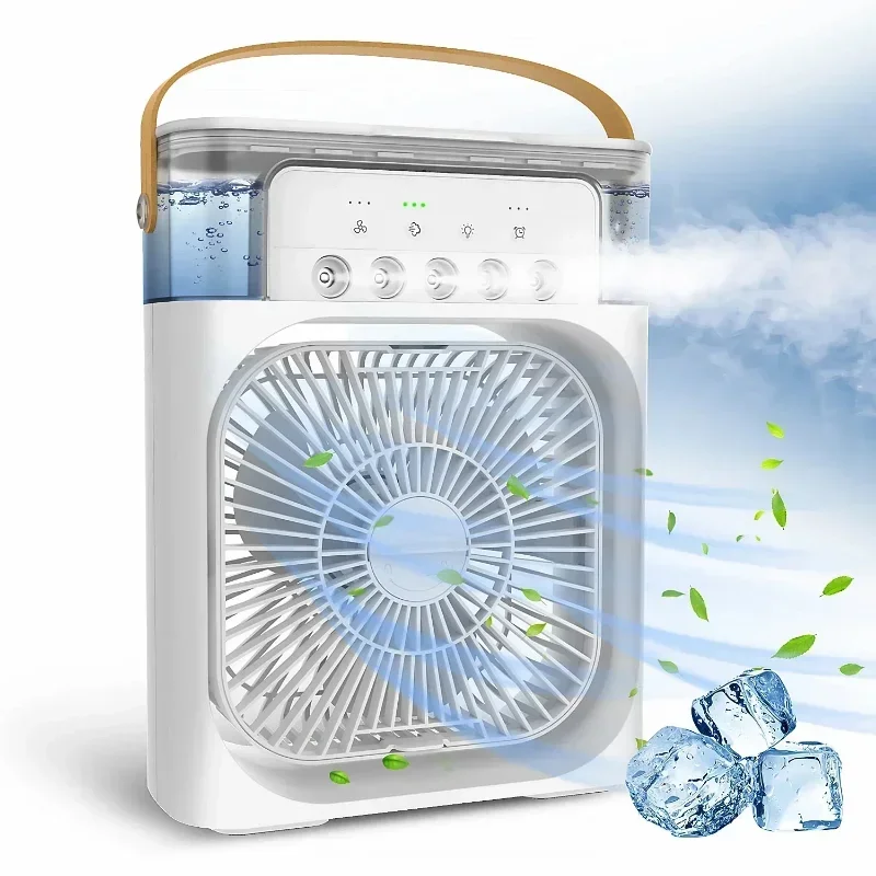 Portable 3-in-1 Air Cooler Fan LED Night Light Conditioner for Home Office Bedroom USB Evaporative Cooler Quiet Energy Efficient