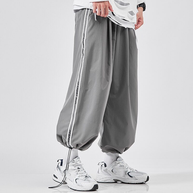 Ankellange sorte joggingbukser streetwear forår efterår hip hop haremsbukser herre afslappet koreanske oversize joggerbukser: 42 w tommer usa størrelse / K397 1