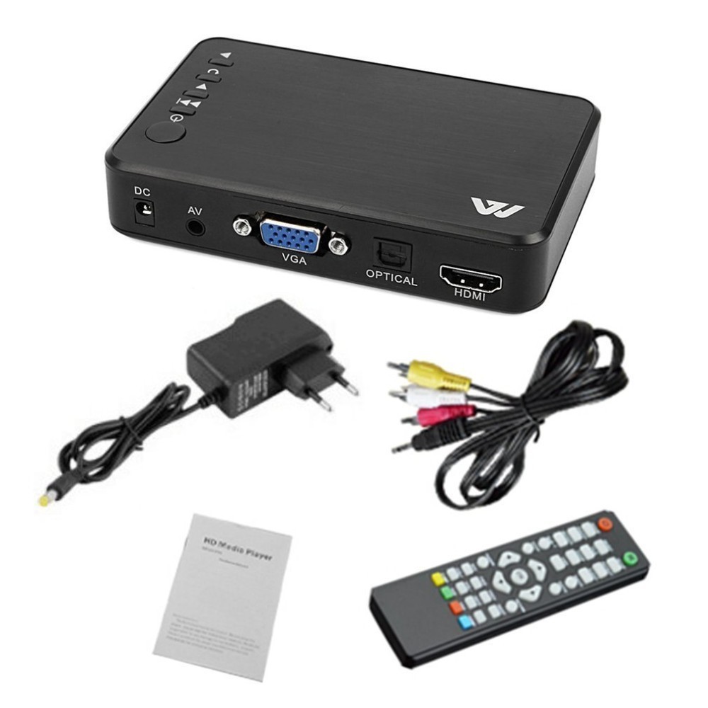 Mini draagbare volledige  hd 1920 x 1080 hdmi vga av usb harde schijf u disk speler multimedia speler  h7 voor thuis auto kantoor eu stekker