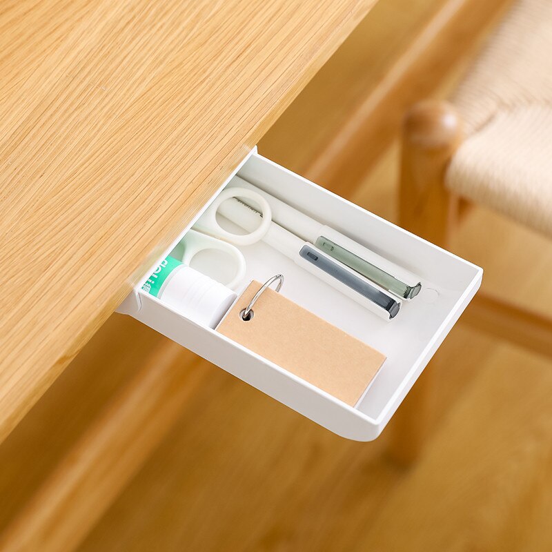 Zelfklevende Onder Bureau Drawer Make Organizer Potlood Lade Penhouder Desktop Diversen Opbergdoos School Briefpapier Leveringen