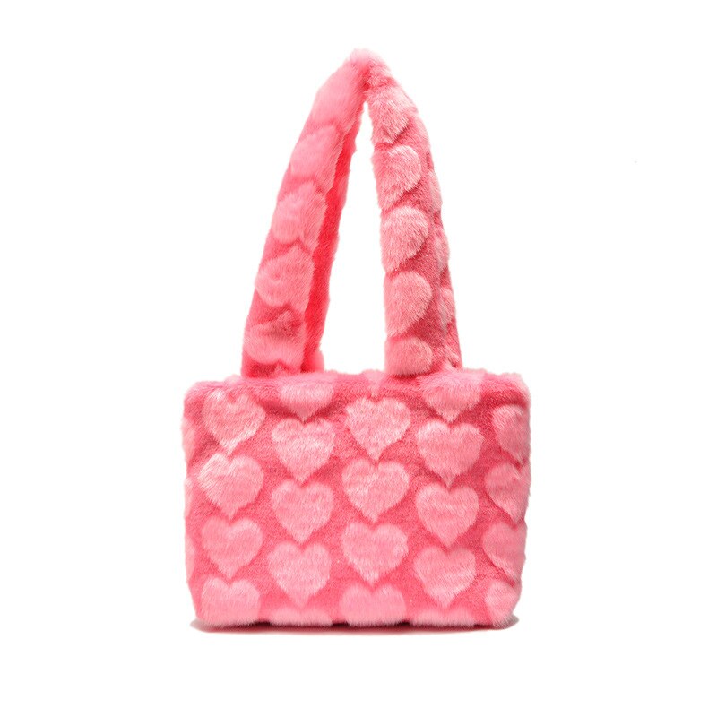 Winter Mode Vrouwen Furry Purse Handtassen Leuke Zachte Pluche Dames Grote Schoudertassen Luxe Faux Fur Vrouwelijke Meisjes Casual Tote