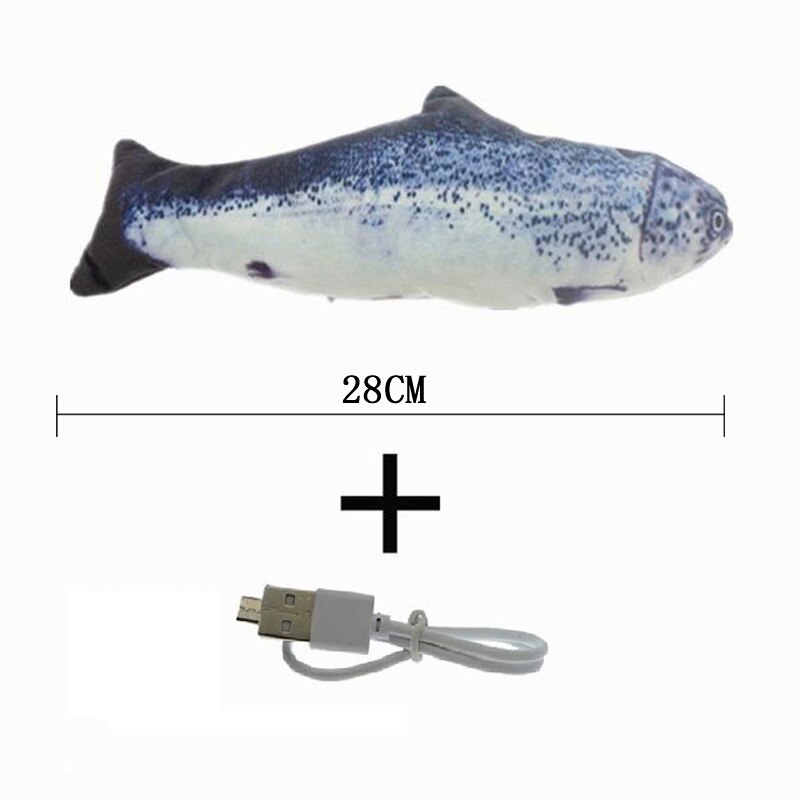 1pc elektronisk logrende kattelegetøj 28cm dansende bevægende floppy fisk katte legetøj usb opladning simulering kattelegetøj elektronisk kæledyr kattelegetøj: 4