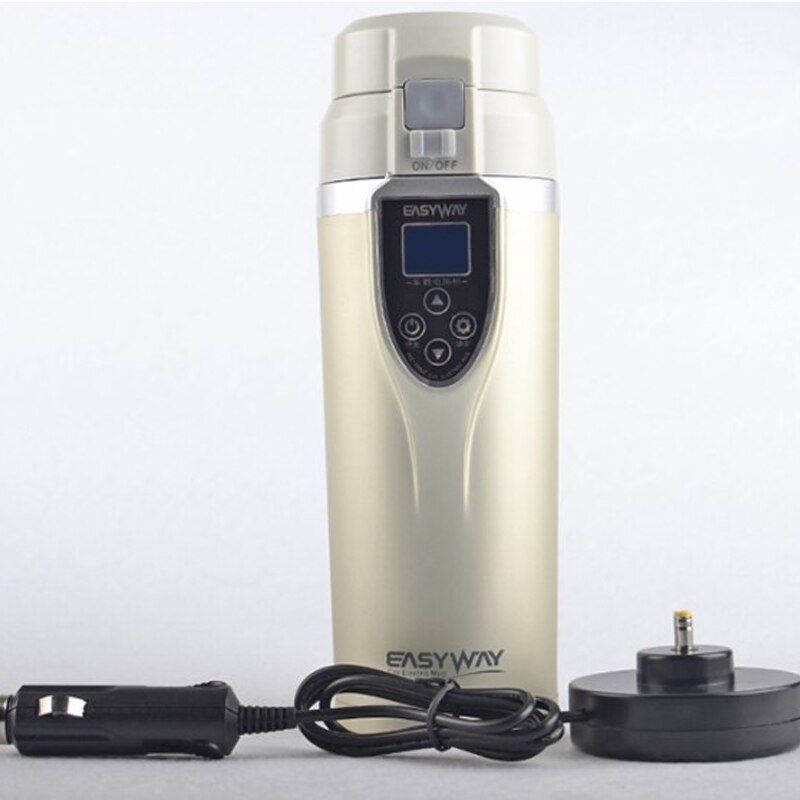 EASYWAY 12 V 24 V coche calentador taza mejor 350 mL ABS Acero inoxidable coche calefacción eléctrica taza de agua café té