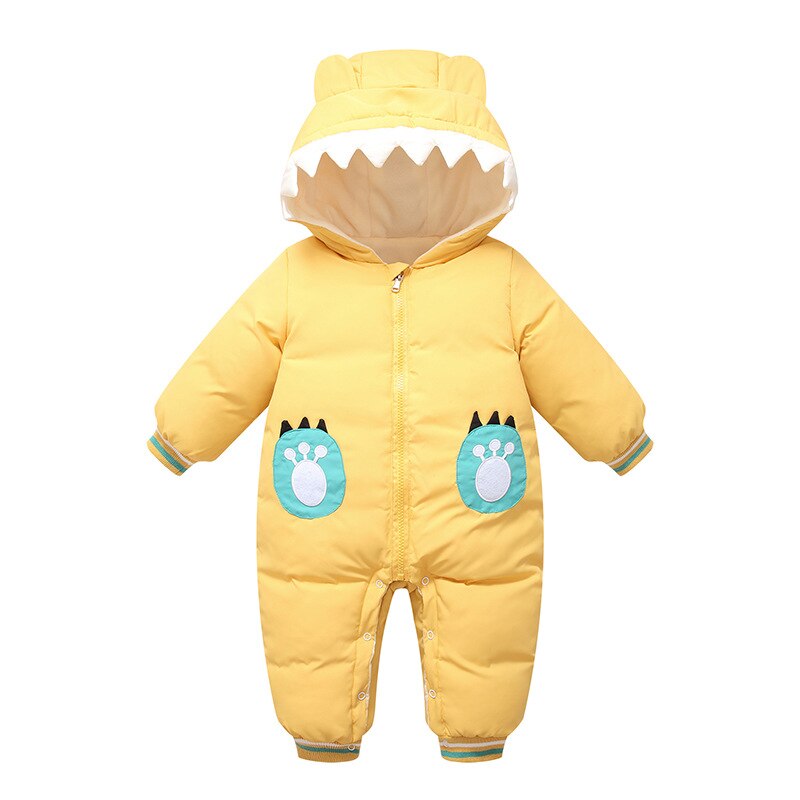 Pasgeboren Baby Kleding Winter Snowsuit Plus Fluwelen Kleding Dikke Baby Jongens Jumpsuit Romper Meisjes Overalls Peuter Jas 0-2Y: Yellow / 12m