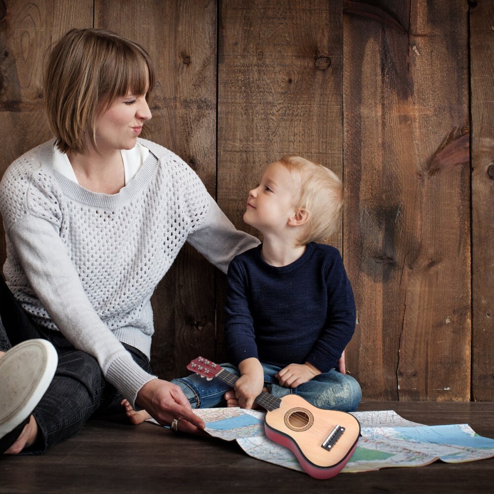 21inch Acoustic Guitar Mini Guitar Musical Instrument Wooden Craft for Beginner Children (Beige)