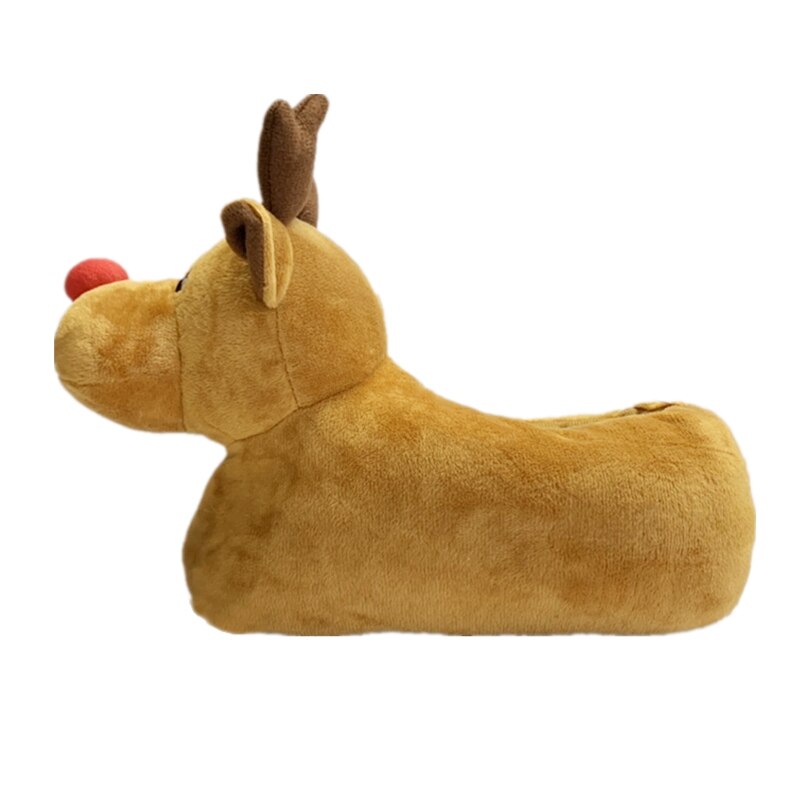 Wfl Vrouwen Slippers Leuke 3D Animal Rendier Zachte Zool Harige Huis Schoenen Winter Slippers Leuke Indoor Kinderen Kerst Slippers
