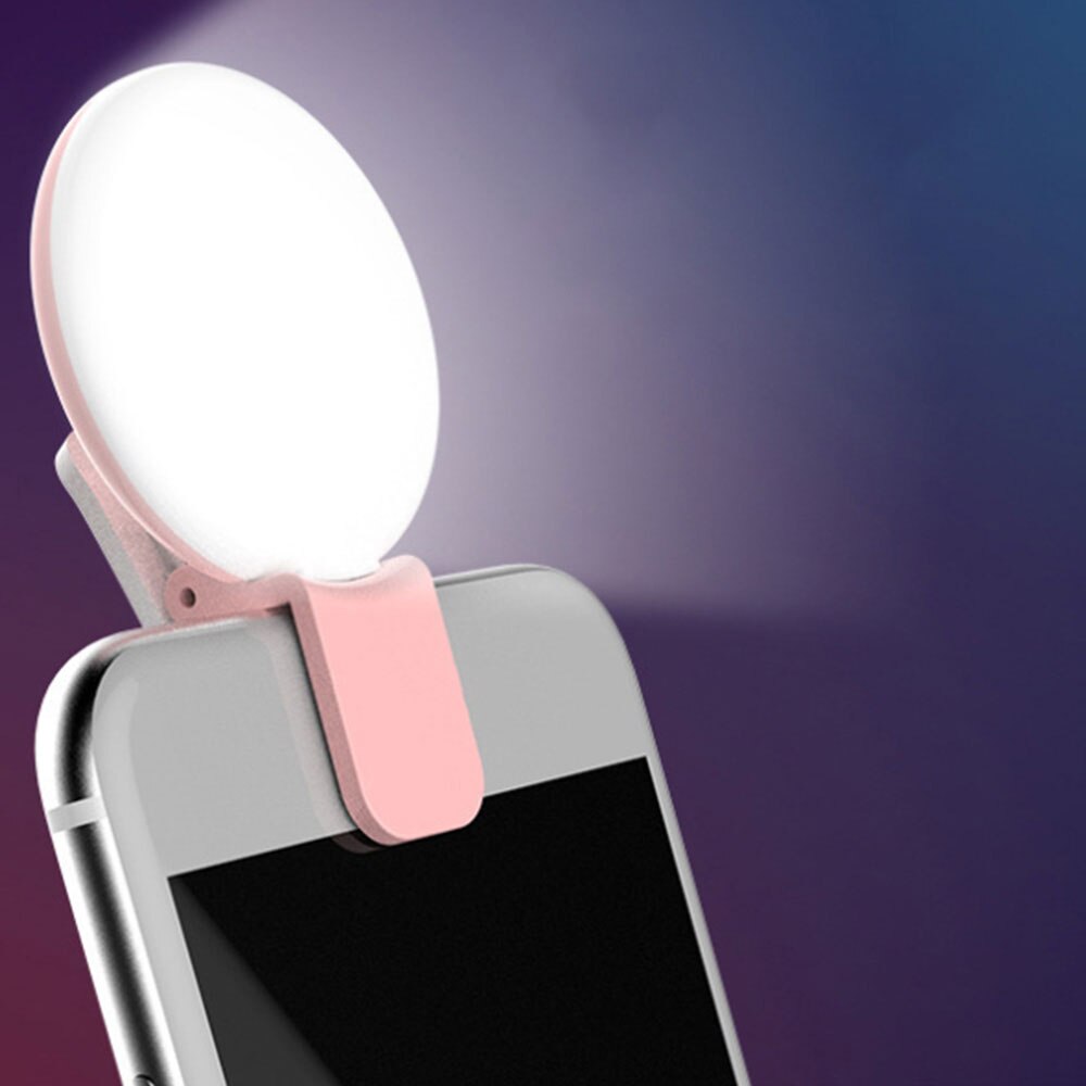 Makeup-forbedrende fyldningslys bærbar selfie flash led clip-on mobiltelefon selfie lys nat selvudløser lampe