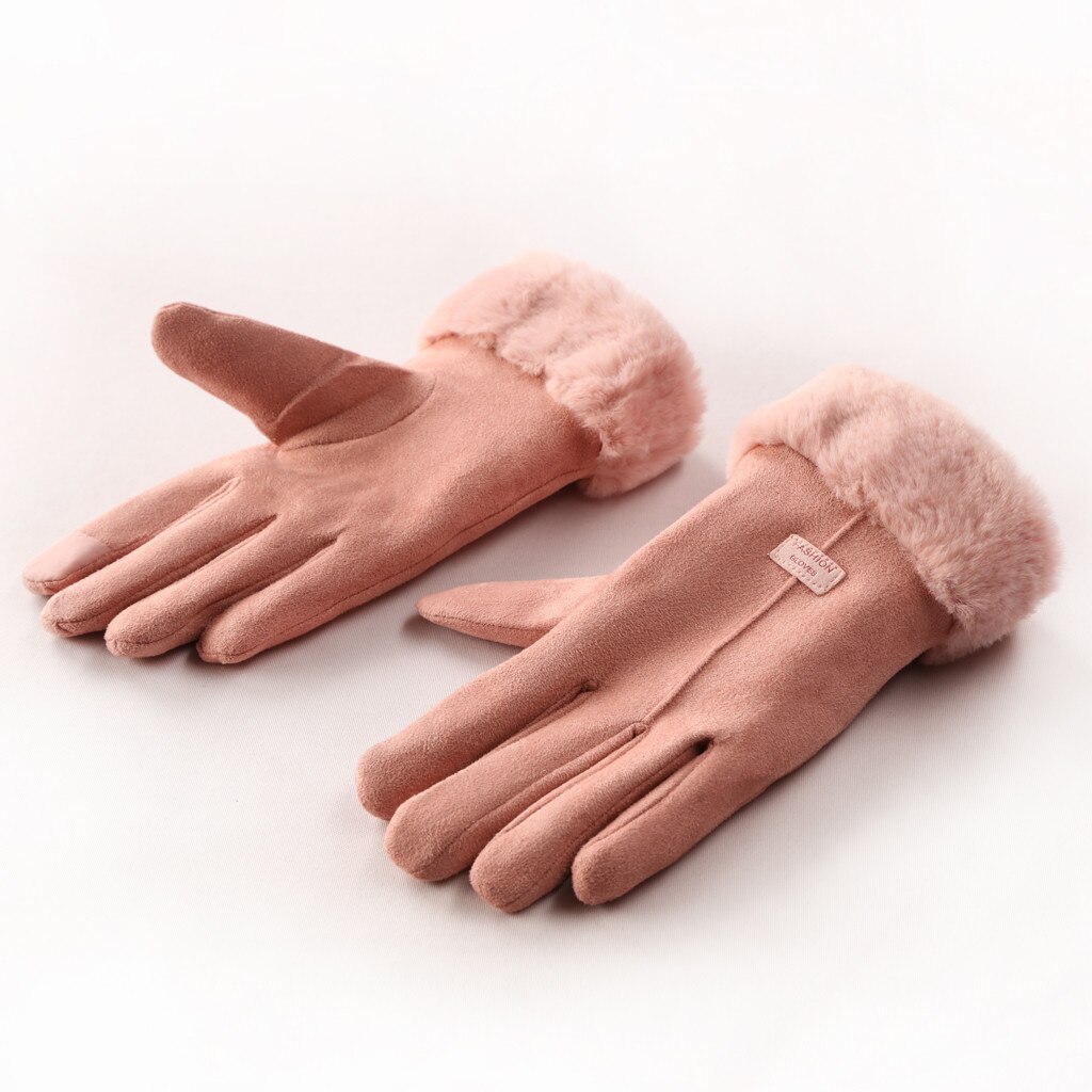 Vrouwen Winter Handschoenen Dames Meisjes Outdoor Warmte Volledige Vinger Gevoerd Rijden Handschoen Bont Wanten Guantes Mujer Перчатки Женские