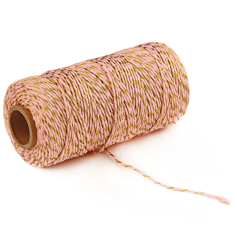 metallisch goldene Gold Silber Baumwolle Seil Bäcker Schnübetreffend für Handwerk Verpackung spulen bäcker Wicklung gestreift Hochzeit Dekoration: Rosa mit aureate