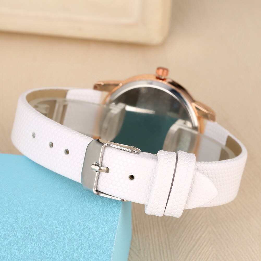 Horloges dames regenboog spiegel damesklok quartz polshorloge wit/roze/rood leren band armband horloge montre femme