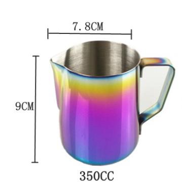 Stainless steel color drawing cup 600ml drawing cup milk foam cup playing cup fancy milk cup kitchen coffee utensils: 350 ML
