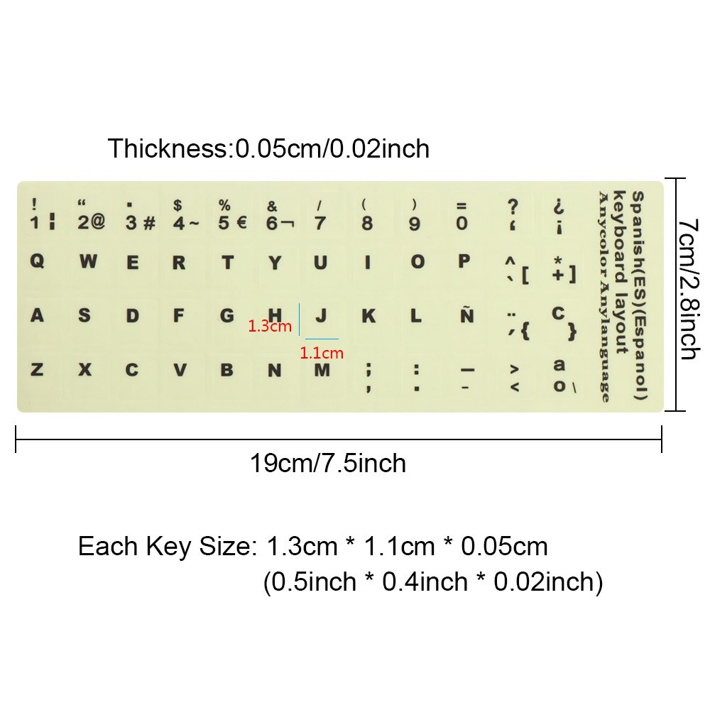 Luminous Keyboard Stickers Laptop PC Letter Alphabet Spanish/English/Russian/Arabic/French Language Keyboard Protective Film