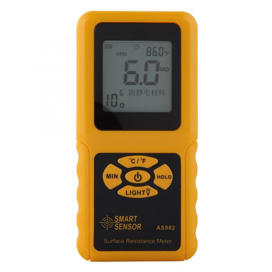 SMART SENSOR AS982 LCD Display Surface Resistance Meter Handheld Earth Resistance Tester
