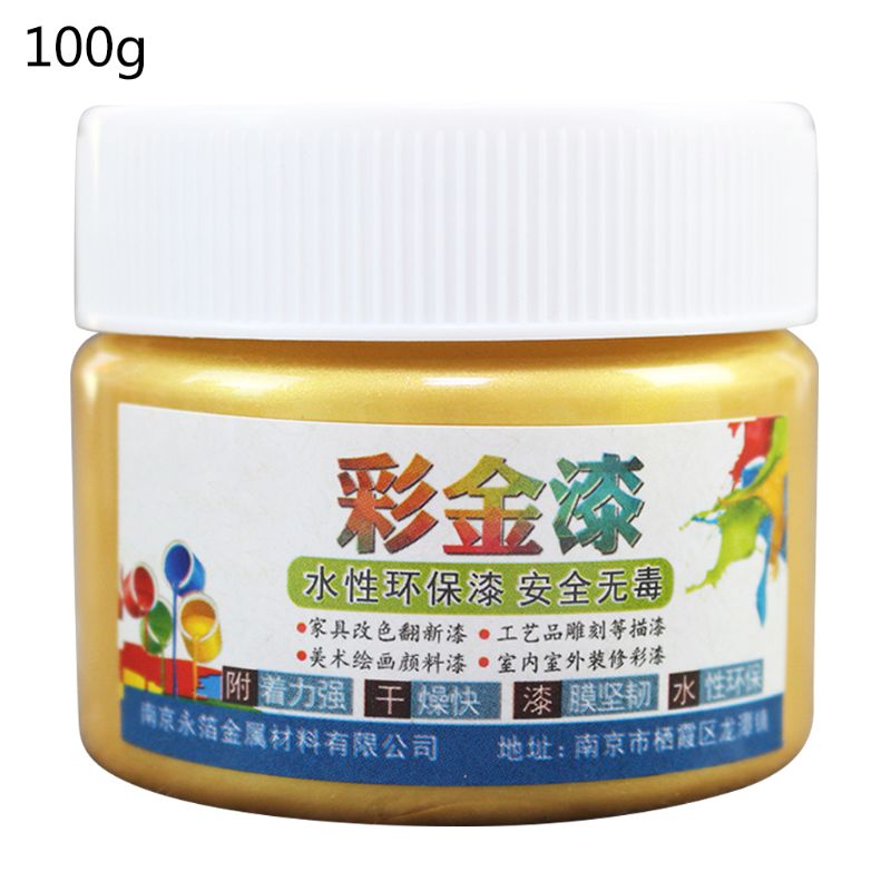 Gold Paint Wood Metal Lacquer Varnish Water-based 100g for Ceramics Furniture G6DB