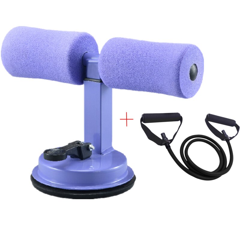 Adjustable Sit Up Bar Floor Assistant Exercise Equipment with Resistance band Home Gym Abdominals Core Workout Fitness Slimming: Purple A Set