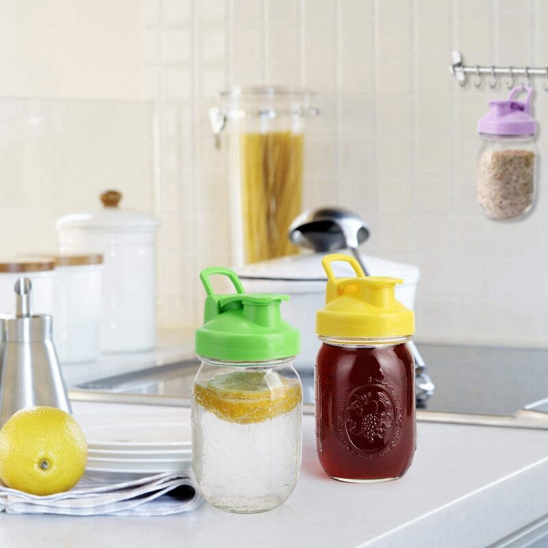 Mason Jar Lids, 6 Pack Regular Mouth Mason Jar Lids Reusable Canning Lids with Flip Top Lid Leak-Proof Seal for Ball