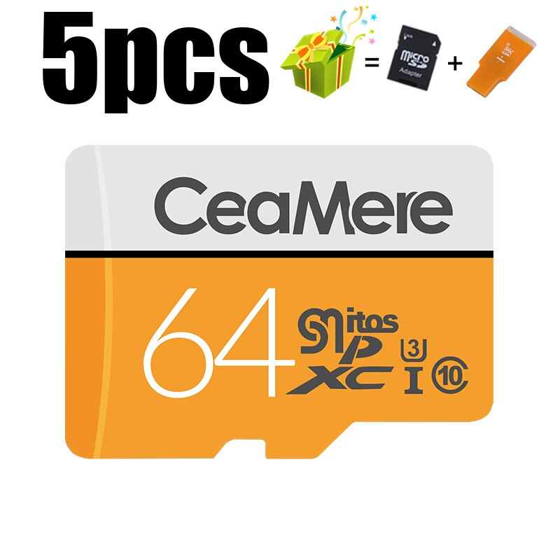 CeaMere tarjeta Micro SD 256GB/128GB/32GB UHS-3 64GB/16GB/8GB Clase 10 UHS-1 tarjeta de memoria Flash de 4GB de memoria Microsd gratis Tarjeta de lector: U3 128GB